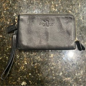 Coach Double Zip Leather Wristlet